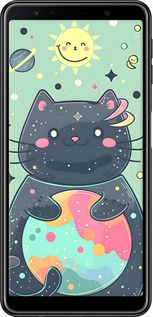 TPU чехол Милый котик для Samsung Galaxy A7 (2018) A750F - 6364b-1582 изображение 