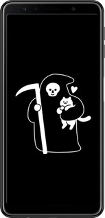 TPU чехол Минималистичный арт: смерть и кошка для Samsung Galaxy A7 (2018) A750F - 6529b-1582 изображение 