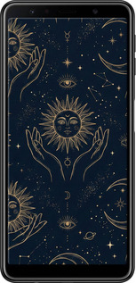TPU чехол Celestial Harmony: Sun & Moon Gold Mystic Pattern для Samsung Galaxy A7 (2018) A750F - 6778b-1582 изображение 