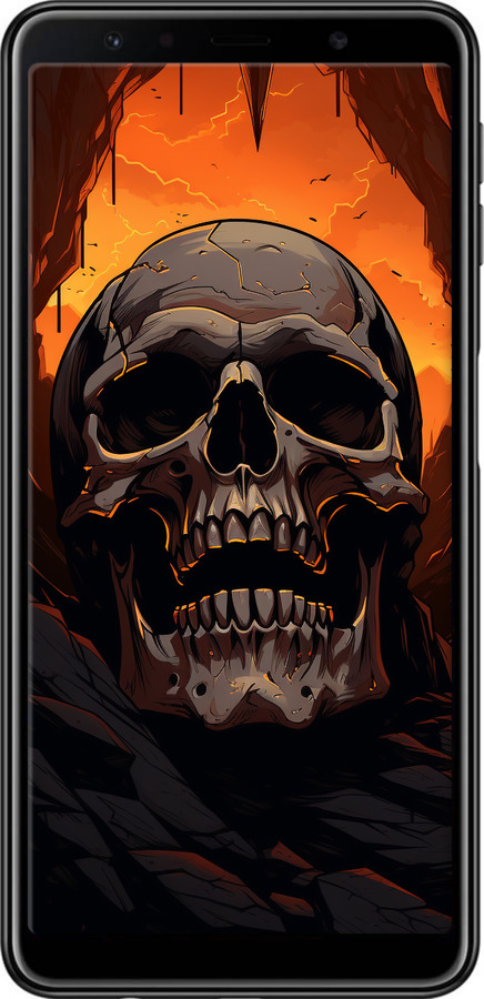 TPU чехол Череп в пещере для Samsung Galaxy A7 (2018) A750F - 5959b-1582 изображение 