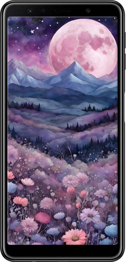 TPU чехол Ночь луна арт для Samsung Galaxy A7 (2018) A750F - 6319b-1582 изображение 