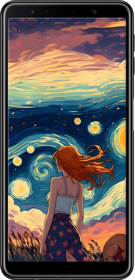 TPU чехол Девушка Арт для Samsung Galaxy A7 (2018) A750F - 6325b-1582 изображение 