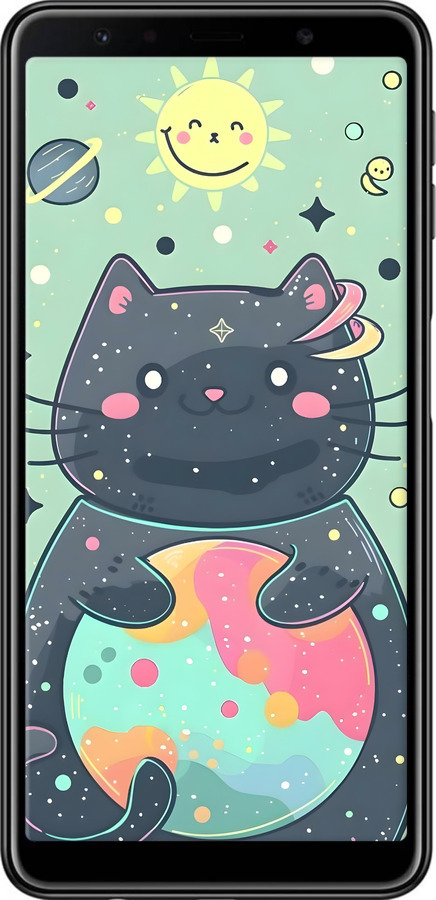 TPU чехол Милый котик для Samsung Galaxy A7 (2018) A750F - 6364b-1582 изображение 