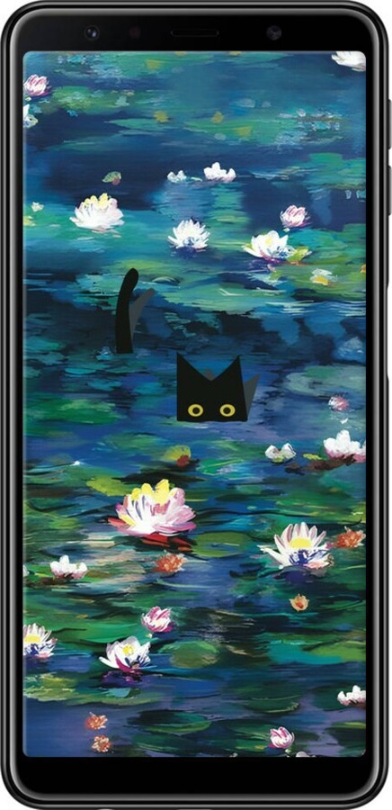 TPU чехол Чохол із зображенням водяних лілій Моне та кішок для Samsung Galaxy A7 (2018) A750F - 6399b-1582 изображение 