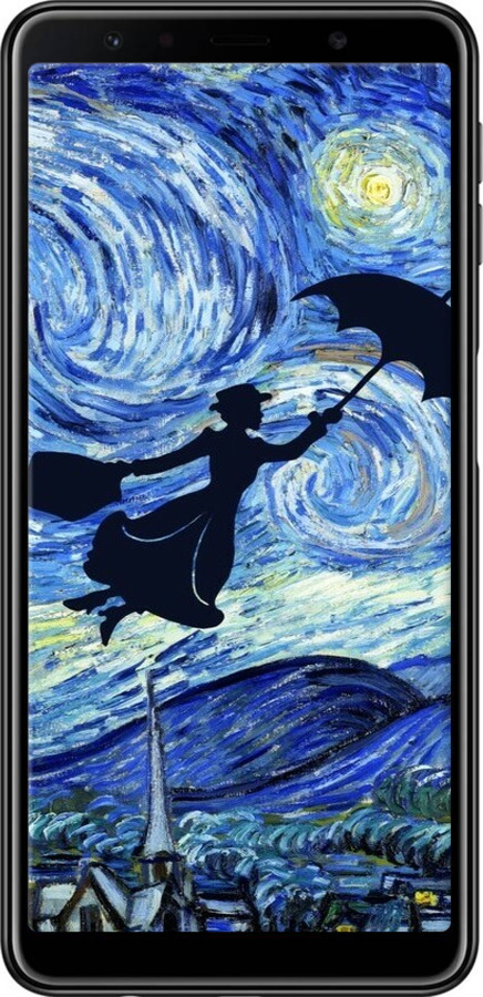 TPU чехол С изображением Мэри Поппинс «Звездная ночь» для Samsung Galaxy A7 (2018) A750F - 6487b-1582 изображение 