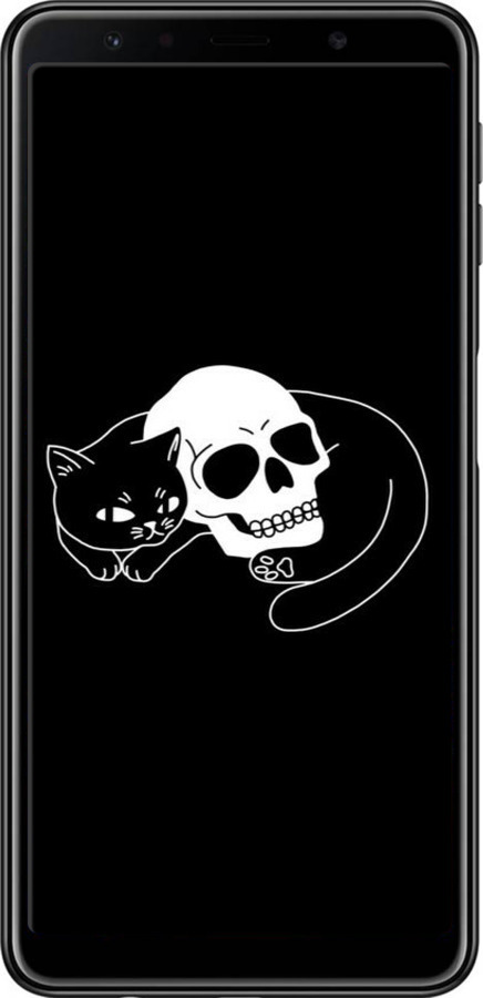 TPU чехол Із зображенням кота та черепа для Samsung Galaxy A7 (2018) A750F - 6491b-1582 изображение 