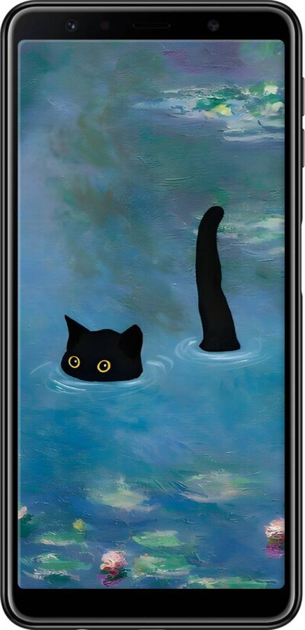 TPU чехол С изображением кота и водяной лилии Monet для Samsung Galaxy A7 (2018) A750F - 6519b-1582 изображение 