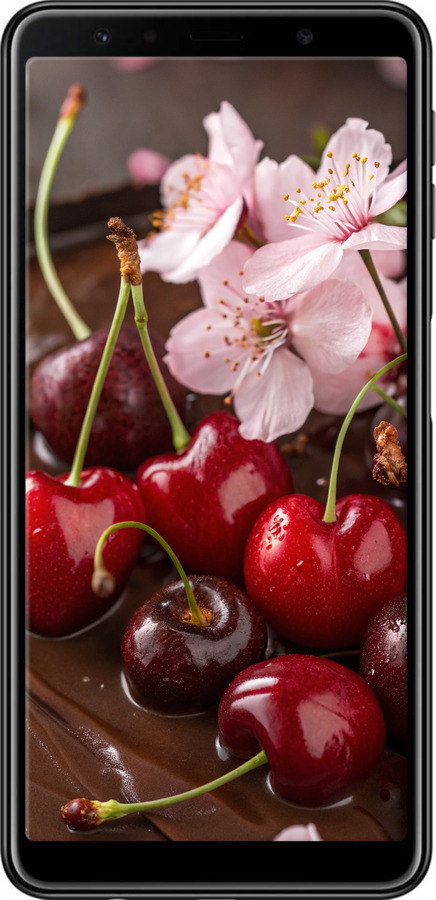 TPU чехол Вишня в шоколаде для Samsung Galaxy A7 (2018) A750F - 6698b-1582 изображение 