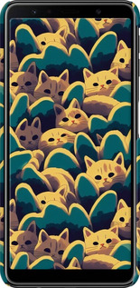 3D пластиковый матовый чехол С изображением кошек для Samsung Galaxy A7 (2018) A750F - 6429m-1582 изображение 