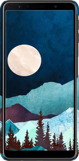 3D пластиковый матовый чехол Горная идиллия ночной пейзаж для Samsung Galaxy A7 (2018) A750F - 6488m-1582 изображение 