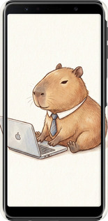 3D пластиковый матовый чехол Funny Capybara CEO Working для Samsung Galaxy A7 (2018) A750F - 6777m-1582 изображение 