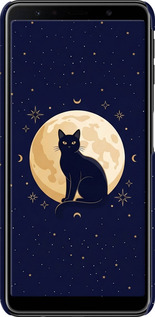 3D пластиковый матовый чехол Cute Cat Celestial/Witchy для Samsung Galaxy A7 (2018) A750F - 6787m-1582 изображение 