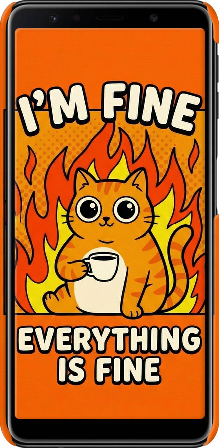 3D пластиковый матовый чехол Funny Cat для Samsung Galaxy A7 (2018) A750F - 6786m-1582 изображение 