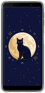Силикон с усиленными углами чехол Cute Cat Celestial/Witchy для Samsung Galaxy A7 (2018) A750F - 6787sp-1582 изображение 