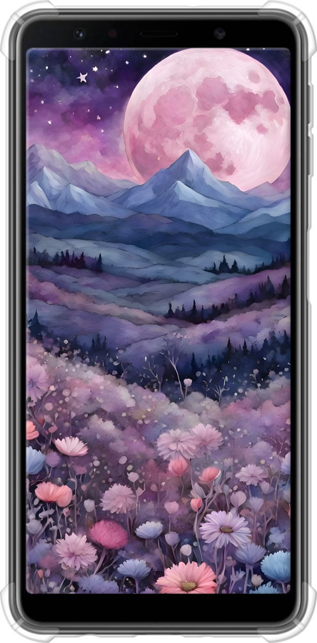 Силикон с усиленными углами чехол Ночь луна арт для Samsung Galaxy A7 (2018) A750F - 6319sp-1582 изображение 