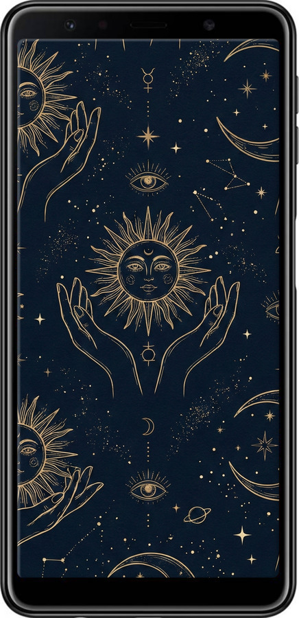 2D пластиковый чехол Celestial Harmony: Sun & Moon Gold Mystic Pattern для Samsung Galaxy A7 (2018) A750F - 6778t-1582 изображение 