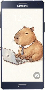 3D пластиковий матовий чехол Funny Capybara CEO Working для Samsung Galaxy A7 A700H - 6777m-117 изображение 