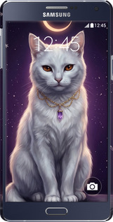 3D пластиковый матовый чехол Mystic White Cat Gothic Dark Purple Gold для Samsung Galaxy A7 A700H - 6805m-117 изображение 