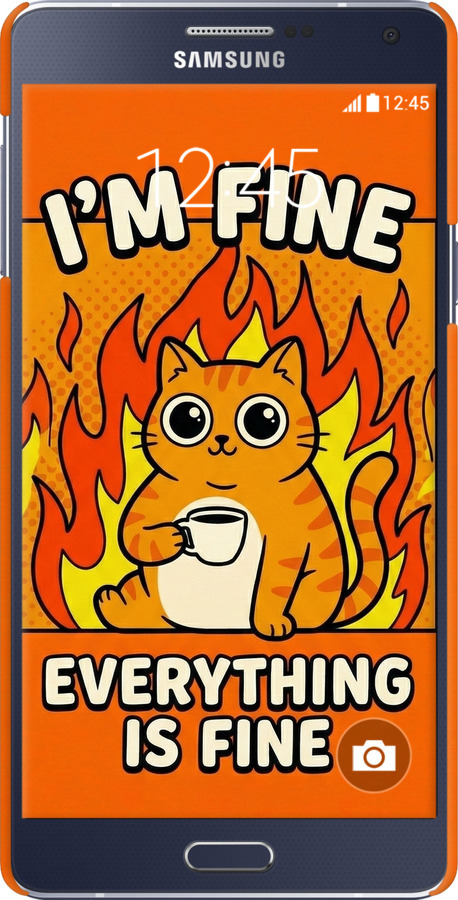 3D пластиковий матовий чехол Funny Cat для Samsung Galaxy A7 A700H - 6786m-117 изображение 