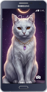 Силиконовый чехол Mystic White Cat Gothic Dark Purple Gold для Samsung Galaxy A7 A700H - 6805u-117 изображение 