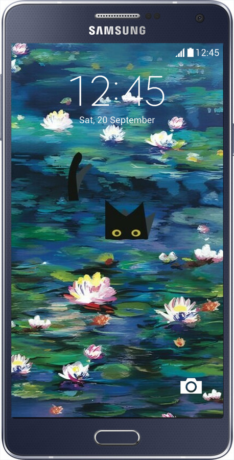 Силіконовий чехол с изображением водяных лилий и кошек для Samsung Galaxy A7 A700H - 6257u-117 изображение 