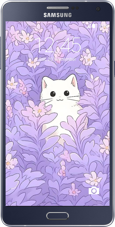 Силиконовый чехол Котик в цветах для Samsung Galaxy A7 A700H - 6390u-117 изображение 