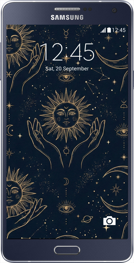 Силиконовый чехол Celestial Harmony: Sun & Moon Gold Mystic Pattern для Samsung Galaxy A7 A700H - 6778u-117 изображение 