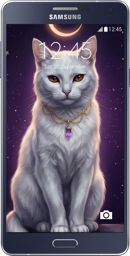 Силиконовый чехол Mystic White Cat Gothic Dark Purple Gold для Samsung Galaxy A7 A700H - 6805u-117 изображение 