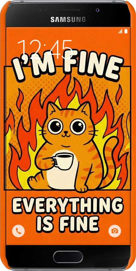 3D пластиковый глянцевый чехол Funny Cat для Samsung Galaxy A7 (2016) A710F - 6786c-121 изображение 