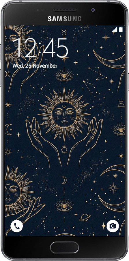 2D пластиковий чехол Celestial Harmony: Sun & Moon Gold Mystic Pattern для Samsung Galaxy A7 (2016) A710F - 6778t-121 изображение 