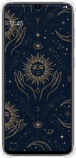 Силіконовий протиударний с посиленими кутами чехол Celestial Harmony: Sun & Moon Gold Mystic Pattern для Samsung Galaxy A70 2019 A705F - 6778sp-1675 изображение 