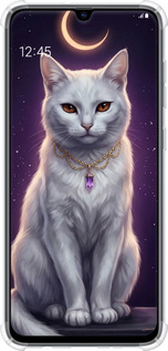Силикон с усиленными углами чехол Mystic White Cat Gothic Dark Purple Gold для Samsung Galaxy A70 2019 A705F - 6805sp-1675 изображение 