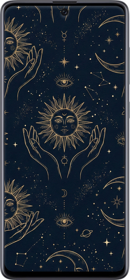 TPU чехол Celestial Harmony: Sun & Moon Gold Mystic Pattern для Samsung Galaxy A71 2020 A715F - 6778b-1826 изображение 
