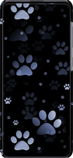 3D пластиковый матовый чехол С синими отпечатками лап для Samsung Galaxy A71 2020 A715F - 6441m-1826 изображение 