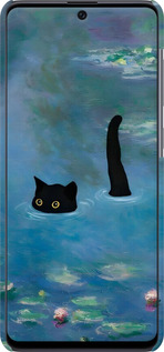 3D пластиковый матовый чехол С изображением кота и водяной лилии Monet для Samsung Galaxy A71 2020 A715F - 6519m-1826 изображение 
