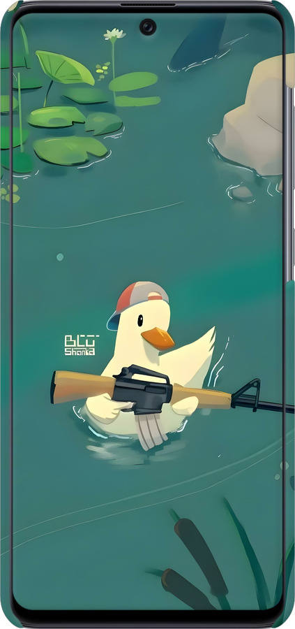3D пластиковий матовий чехол Каченя з автоматом для Samsung Galaxy A71 2020 A715F - 6356m-1826 изображение 
