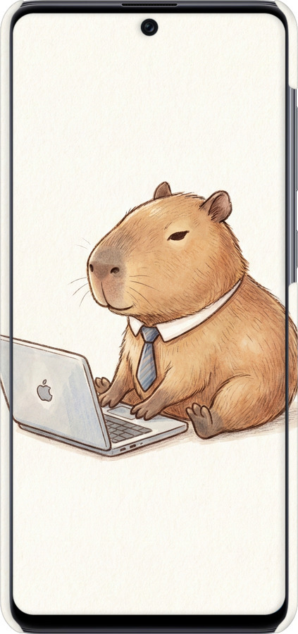 3D пластиковый матовый чехол Funny Capybara CEO Working для Samsung Galaxy A71 2020 A715F - 6777m-1826 изображение 