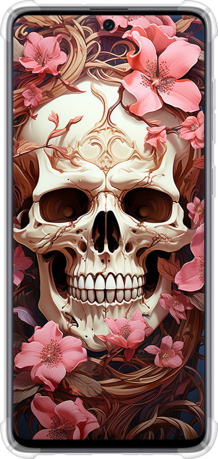 Силикон с усиленными углами чехол Череп в розовых цветах для Samsung Galaxy A71 2020 A715F - 5965sp-1826 изображение 