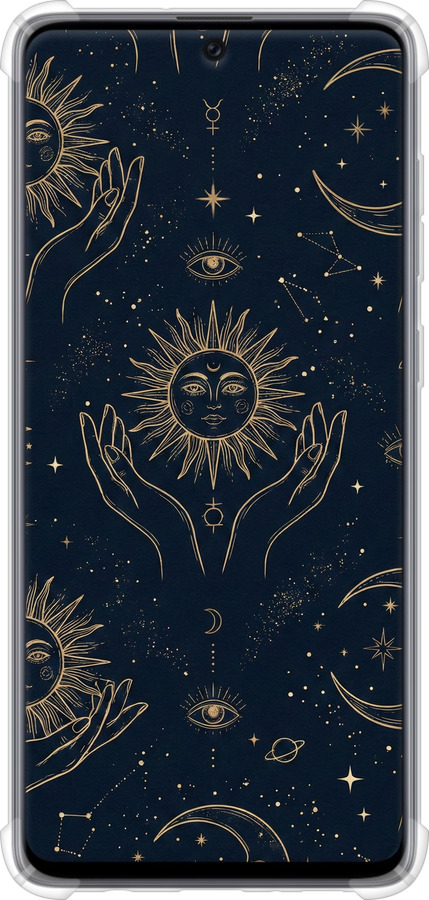 Силіконовий протиударний с посиленими кутами чехол Celestial Harmony: Sun & Moon Gold Mystic Pattern для Samsung Galaxy A71 2020 A715F - 6778sp-1826 изображение 