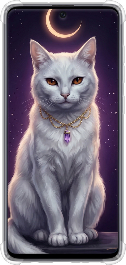 Силикон с усиленными углами чехол Mystic White Cat Gothic Dark Purple Gold для Samsung Galaxy A71 2020 A715F - 6805sp-1826 изображение 
