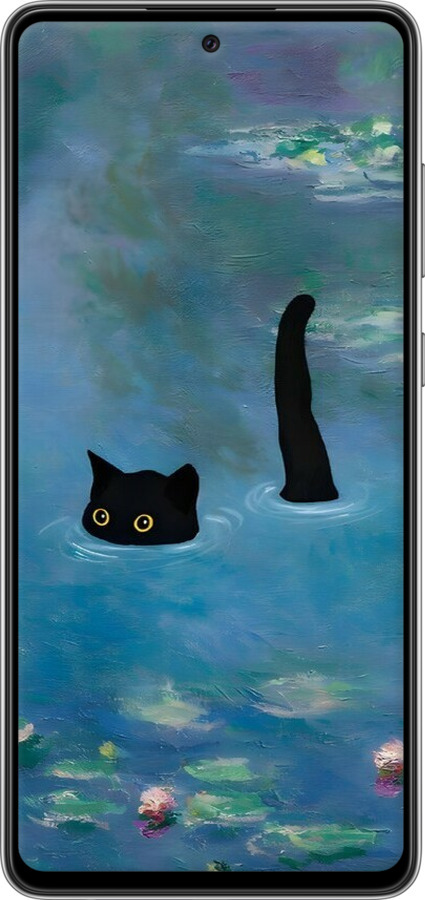 TPU чехол С изображением кота и водяной лилии Monet для Samsung Galaxy A72 A725F - 6519b-2247 изображение 