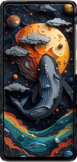 3D пластиковый матовый чехол Кит в космосе для Samsung Galaxy A72 A725F - 6328m-2247 изображение 