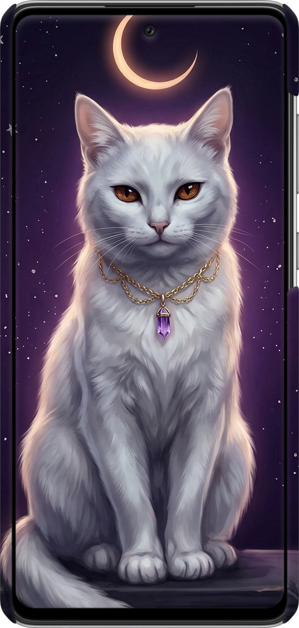 3D пластиковий матовий чехол Mystic White Cat Gothic Dark Purple Gold для Samsung Galaxy A72 A725F - 6805m-2247 изображение 