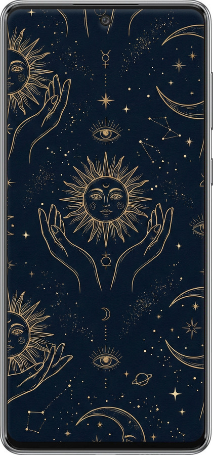 Силіконовий чехол Celestial Harmony: Sun & Moon Gold Mystic Pattern для Samsung Galaxy A73 A736B - 6778u-2586 изображение 