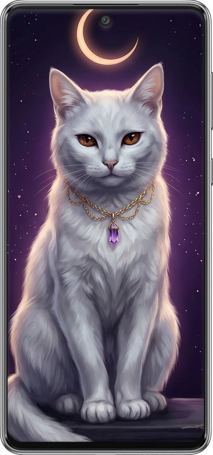 Силиконовый чехол Mystic White Cat Gothic Dark Purple Gold для Samsung Galaxy A73 A736B - 6805u-2586 изображение 