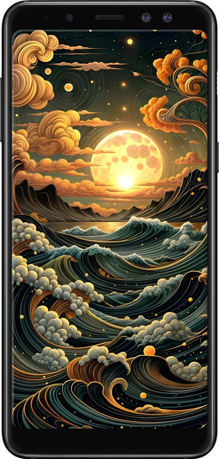 TPU чехол Арт волны для Samsung Galaxy A8 2018 A530F - 6332b-1344 изображение 