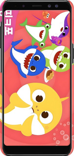 3D пластиковий матовий чехол Бейби Шаркс для Samsung Galaxy A8 2018 A530F - 6305m-1344 изображение 