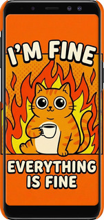 3D пластиковий глянцевий чехол Funny Cat для Samsung Galaxy A8 2018 A530F - 6786c-1344 изображение 