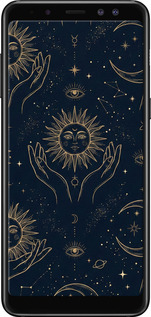 Силиконовый чехол Celestial Harmony: Sun & Moon Gold Mystic Pattern для Samsung Galaxy A8 2018 A530F - 6778u-1344 изображение 