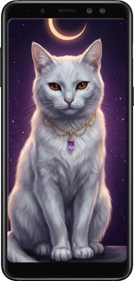 Силиконовый чехол Mystic White Cat Gothic Dark Purple Gold для Samsung Galaxy A8 2018 A530F - 6805u-1344 изображение 